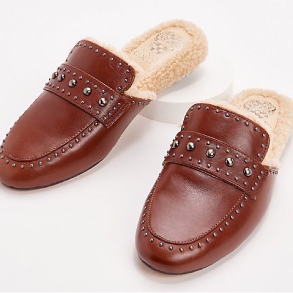 Vince Camuto Leather Studded Mules - Alvintal Size 10